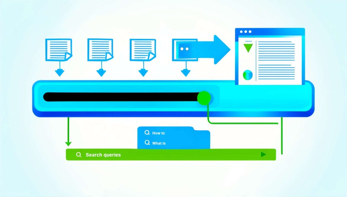 an image featuring a search bar filled with various user queries, such as 'how to,' 'what is,' and 'buy.'